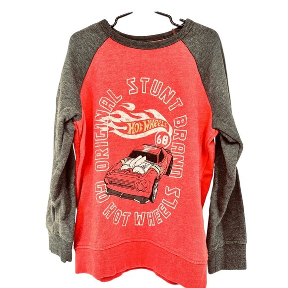 Jumping Beans Hot Wheels Sweatshirts Boys 8 Original Stunt Brand Red Gray Raglan - Picture 1 of 5